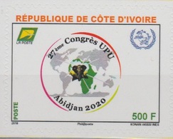 Côte D'Ivoire Ivory Coast 2018 Adhésif Adhesive Skl. 27ème Congrès UPU Union Postale Universelle Map Elephant Elefant - Elephants