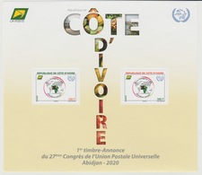 Côte D'Ivoire Ivory Coast 2018 Bloc Block S/S 27ème Congrès UPU Union Postale Universelle Map Abidjan Elephant Elefant - Elefanten