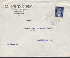 Turkey C. PERPIGNANI Vertretungen GALATA Istanbul 1937 Cover Brief MAGDEBURG Allemagne Germany 12½ Krs Atatürk Stamp - Cartas & Documentos