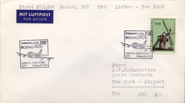 1972 PORTUGAL  , PRIMER VUELO / FIRST FLIGHT , TAP , LISBOA - NEW YORK - Covers & Documents