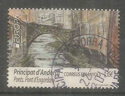 ANDORRA. EUROPA 2018, Le Pont Roman D'Engordany, Un Timbre Oblitéré.1 ère Qualité (Gravé) AND.ESP - Used Stamps