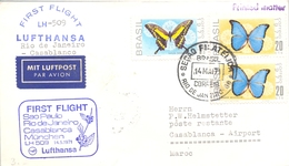 1971 BRASIL  , PRIMER VUELO / FIRST FLIGHT , LUFTHANSA , RIO DE JANEIRO - CASABLANCA - Briefe U. Dokumente