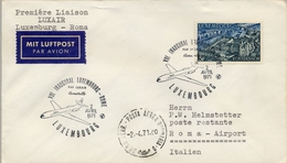 1971 LUXEMBURGO   , PRIMER VUELO / FIRST FLIGHT , LUXAIR , LUXEMBOURG - ROMA - Cartas & Documentos