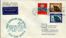 1971 NACIONES UNIDAS  , PRIMER VUELO / FIRST FLIGHT , SWISSAIR , NEW YORK - GENÉVE - Covers & Documents