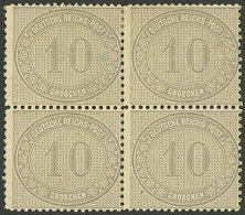 GERMANY: Sc.12, 1872 10gr. Gray, Block Of 4, Mint Original Gum, One Stamp MNH, The Rest With Hinge Traces (one Thinned), - Other & Unclassified