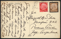 GERMANY: PC With View Of Lisboa, Sent From The Ship CAP NORTE To Argentina, Franked With German Stamps For 15Pf., VF Qua - Andere & Zonder Classificatie