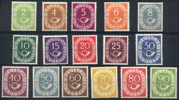WEST GERMANY: Sc.670/685, 1951/2 Post Horn, Cmpl. Set Of 16 Values, MNH And Of Excellent Quality, Very Fresh And Attract - Otros & Sin Clasificación