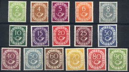 WEST GERMANY: Sc.670/685, 1951/2 Post Horn, Cmpl. Set Of 16 Values, MNH And Of Excellent Quality, Very Fresh And Attract - Autres & Non Classés