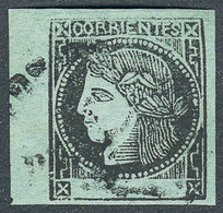ARGENTINA: GJ.5, 1865 Bluish Green, Type 1, With Rimless Datestamp Of Corrientes, VF Quality, Catalog Value US$200. - Corrientes (1856-1880)