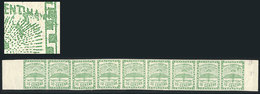 ARGENTINA: GJ.2a, 10c. Small Figures, Strip With The 9 Types, With VARIETY In The Last Stamp: Retouch On The Rays, Below - Unused Stamps