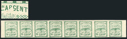 ARGENTINA: GJ.5A, 10c. Large Figures, Dark Green, Strip With The 8 Types, The 2nd Stamp With "APGENTINA" Variety, MNH, S - Nuevos