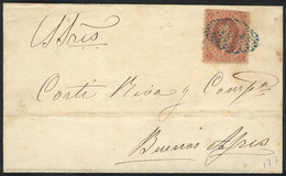 ARGENTINA: GJ.19, 1st Or 2nd Printing, On Folded Cover With Blue Mute Cancel Of LA PAZ (Entre Ríos), Sent To Buenos Aire - Brieven En Documenten