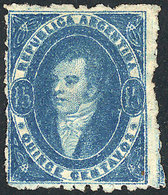ARGENTINA: GJ.24, 15c. Dark Blue, Very Worn Impression, Mint, Excellent Quality! - Covers & Documents
