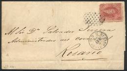 ARGENTINA: GJ.25, 4th Printing, Franking A Folded Cover Sent From Buenos Aires To Rosario On 6/MAY/1866, Very Nice! - Covers & Documents