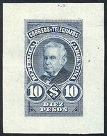 ARGENTINA: GJ.117, 1889 10P. Vicente López, DIE PROOF In Steel Blue Color, Printed On Glazed Card, Excellent Quality! - Otros & Sin Clasificación