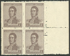 ARGENTINA: GJ.459, Block Of 4 With TRIPLE Vertical Perforation Var. At Right, Excellent! - Andere & Zonder Classificatie
