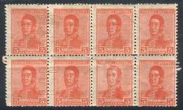 ARGENTINA: GJ.478, Block Of 8 Stamps, The 4 Left Stamps With Watermark SERRA BOND. Some Separated Perforations, VF Quali - Other & Unclassified