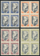 ARGENTINA: GJ.912/915, 1944 San Juan Earthquake Victims, Cmpl. Set Of 4 Values In MNH Blocks Of 4 (the 5c+50c. Value Wit - Sonstige & Ohne Zuordnung
