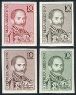 ARGENTINA: GJ.1401, 1966 General Las Heras, 4 Different TRIAL COLOR PROOFS Printed On Original Paper Of The Issue, Excel - Other & Unclassified