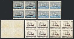 ARGENTINA: GJ.1424P, 1967 Military Navy School (school Ship Gral. Brown), IMPERFORATE BLOCK OF 4 + 4 Different Imperf Bl - Andere & Zonder Classificatie