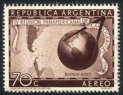 ARGENTINA: GJ.962, 1948 Congresso Of Cartography, PROOF In Chestnut, Printed On Thick Perforated Paper, Rare! - Aéreo