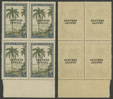 ARGENTINA: GJ.668, Block Of 4 With VARIETY: Offset Impression Of The Overprint On Back, Excellent! - Dienstzegels