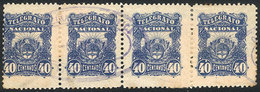 ARGENTINA: GJ.4, Beautiful Used Strip Of 4 Stamps, VF Quality, Rare Multiple! - Telegrafo