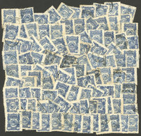 ARGENTINA: GJ.3, Province Of Buenos Aires 40c. Blue (type A), Lot Of 100 Used Stamps, Varied Cancels (some Scarce), Shad - Telegrafo