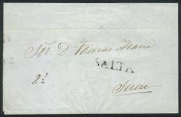 ARGENTINA: Folded Cover Dated 29/MAY/1854, With Straightline SALTA Marking In Black (VK.3) And "2½" Rate In Pen, Sent To - Altri & Non Classificati