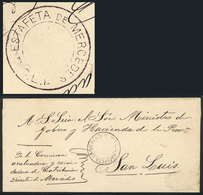 ARGENTINA: Circa 1874, Official Folded Cover Sent To San Luis, With The Extremely Rare Double Circle Mark Without Date:  - Other & Unclassified