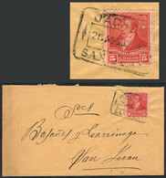 ARGENTINA: GJ.141 With DOUBLE PERFORATION Variety, Franking A Cover Sent From JACHAL To San Juan On 26/AU/1894, Excellen - Other & Unclassified