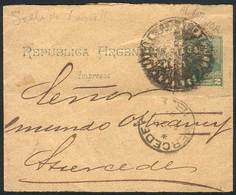 ARGENTINA: 2c. Wrapper With An Extremely Rare Round Negative Cancel "...AL INTERIOR - CORREOS - B. AIRES", And Arrival H - Andere & Zonder Classificatie