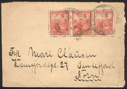 ARGENTINA: UNUSUAL DESTINATION: Cover Franked With 5c. Liberty In Strip Of 3 And Sent To NORWAY On 23/JA/1905, With Sand - Andere & Zonder Classificatie