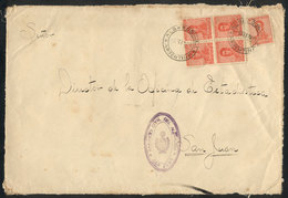 ARGENTINA: Front Of An Official Envelope Sent From ALBARDÓN To San Juan On 5/FE/1919 Franked With 25c. (San Martín Unwat - Other & Unclassified