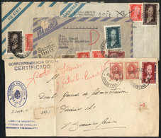 ARGENTINA: 4 Covers Used Between 1953 And 1955, Franked With Stamps Of The EVA PERON Issue, With Postmarks Applied OVER  - Otros & Sin Clasificación