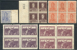 ARGENTINA: PERFORATION VARITIES: 5 Stamps With DOUBLE PERFORATIONS, Most In Blocks Of 4 Or Larger, Some With Light Stain - Verzamelingen & Reeksen