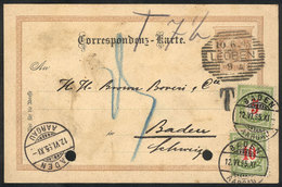 AUSTRIA: 2Kr. Postal Card (with Filing Punch Holes) Sent From LEOBEN To Switzerland On 10/JUN/1895, With Swiss Postage D - Andere & Zonder Classificatie