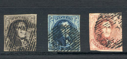 BELGIUM: Yv.3/5, 1849/50 Leupold, Complete Set Of 3 Values Printed On Thin Paper, All Of 4 Margins, Good Quality, Catalo - Other & Unclassified