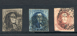 BELGIUM: Yv.3/5, 1849/50 Leupold, Complete Set Of 3 Values Printed On Thin Paper, All Of 4 Margins, Good Quality, Catalo - Sonstige & Ohne Zuordnung