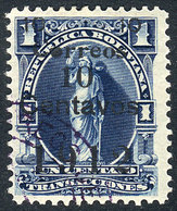 BOLIVIA: Yvert 92a, 1912 10c. On 1c. Blue, With BLACK SURCHARGE, Canceled To Order, VF Quality, Rare, Catalog Value Euro - Bolivië