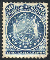 BOLIVIA: Sc.12, 1868/9 50c. Coat Of Arms With 9 Stars, Mint Without Gum, VF, Catalog Value US$70 - Bolivien