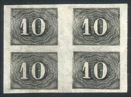 BRAZIL: Sc.21, 1850 10R. Black, Beautiful Unused BLOCK OF 4, Excellent Quality! - Altri & Non Classificati