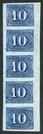 BRAZIL: Sc.37, 1854 10R. Blue, Vertical Strip Of 5, Very Fine Quality, Very Nice! - Andere & Zonder Classificatie