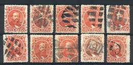 BRAZIL: Sc.53, 1866 10R. Vermilion, 10 Used Examples, All With DIFFERENT CANCELS, VF Quality, Catalog Value US$60. - Andere & Zonder Classificatie