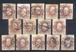 BRAZIL: Sc.54, 1866 20R. Red Lilac, 14 Used Examples, All With DIFFERENT CANCELS, VF Quality! - Andere & Zonder Classificatie