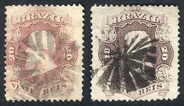 BRAZIL: Sc.54 + 54a, 1866 20R. In Red Lilac And Violet, Both Used And Of Very Fine Quality, Catalog Value US$33.50 - Autres & Non Classés