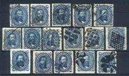 BRAZIL: Sc.56, 1866 50R. Blue, 16 Used Examples, All With DIFFERENT CANCELS, VF Quality! - Other & Unclassified