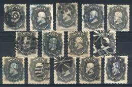 BRAZIL: Sc.59, 1866 200R. Black, 14 Used Examples, All With DIFFERENT CANCELS, Some Very Scarce! VF Quality - Other & Unclassified