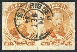 BRAZIL: Sc.67, 1876/7 500R. Rouletted, PAIR Used In Rio De Janeiro, One With Minor Defect, Excellent Appeal! - Other & Unclassified
