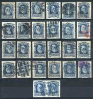 BRAZIL: Sc.70, 1878/9 50R. Blue, 26 Used Examples, Very Fine Lot With A Wide Range Of CANCELS (most Of Them Different),  - Otros & Sin Clasificación